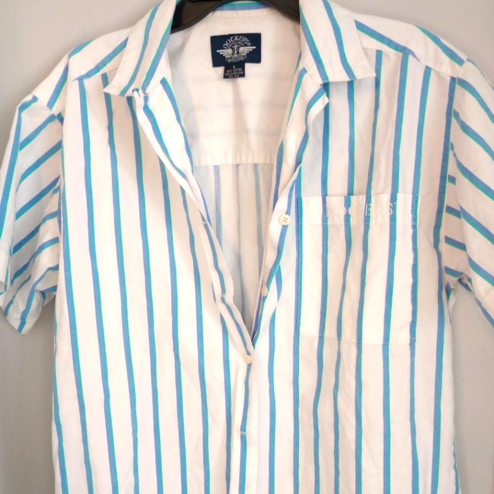 Levis Dockers Short Sleeved Mens Button Up Shirt - 1990's S